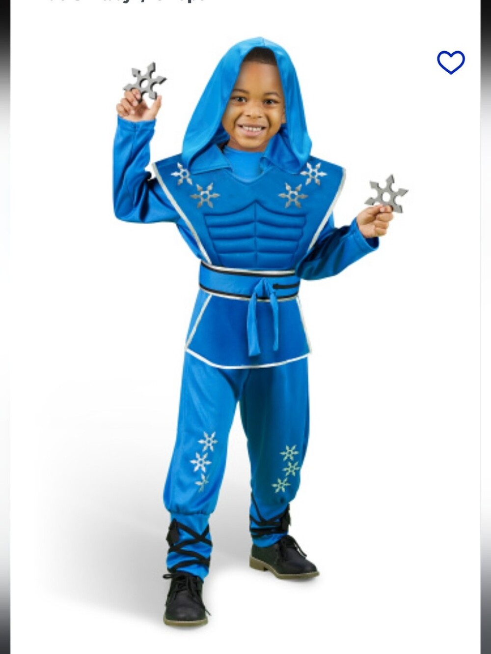 Blue Ninja Warrior Kids 7/8 Costume with Hood And Stars New With Tags